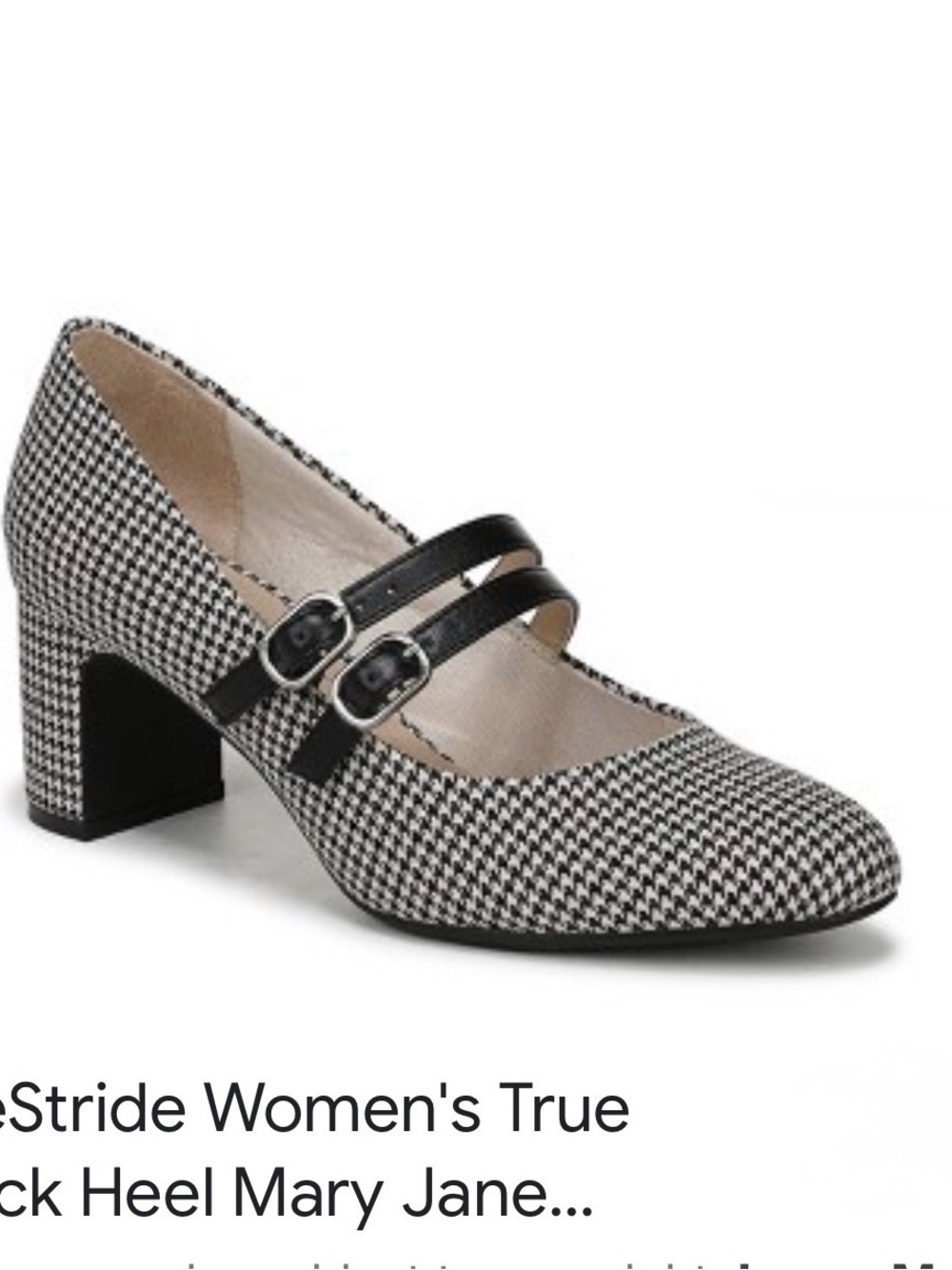 Life Stride Black & Whiteplaid Mary Jane Block Heel size 7 wide shoes work out